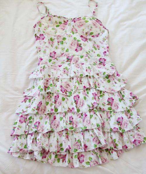 Stunning Floral Print Frill Dress