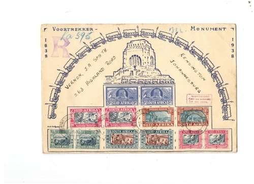 SOUTH AFRICAN UNION FDC 1838 TO 1938 VOORTREKKER MONUMENT SEE PICS!!!