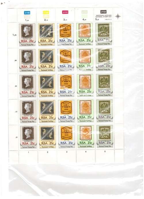 RSA CONTROL BLOCK OF 25 MINT STAMPS NATIONAL STAMP DAY SEE PICS!!!