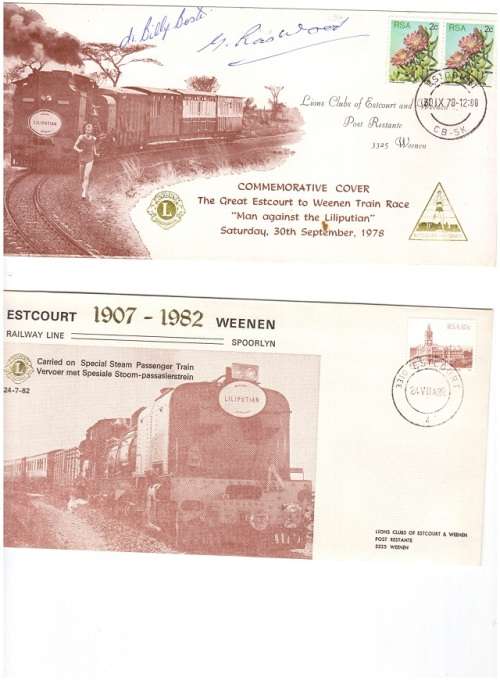 ESTCOURT 1907 -1982 WEENEN  MAN AGAINST STEAM TRAIN 2 LIMITED ISSUE ONE SIGNED SEE PICS!!!!