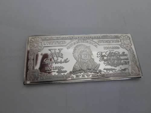 UNITED STATES OF AMERICA 5 $ SILVER CLAD BAR SEE PICS!!!