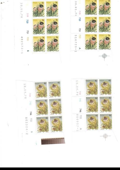 REPUBLIC OF SOUTH AFRICA PROTEA 22 X CONTROL BLOCKS OF 6 MINT STAMPS EACH