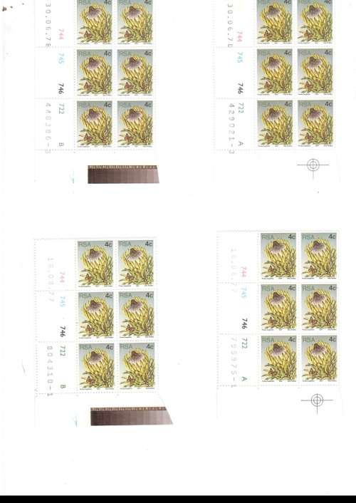 REPUBLIC OF SOUTH AFRICA PROTEA 22 X CONTROL BLOCKS OF 6 MINT STAMPS EACH