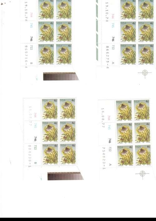 REPUBLIC OF SOUTH AFRICA PROTEA 22 X CONTROL BLOCKS OF 6 MINT STAMPS EACH