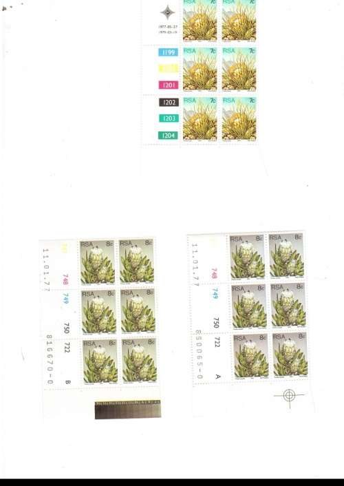 REPUBLIC OF SOUTH AFRICA PROTEA 22 X CONTROL BLOCKS OF 6 MINT STAMPS EACH