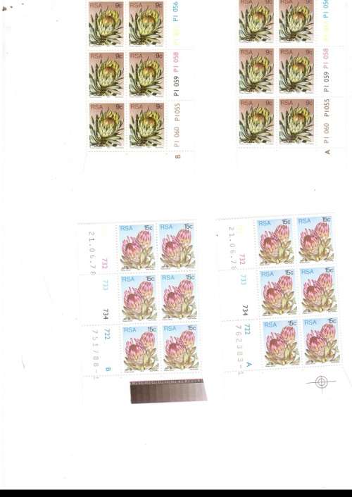 REPUBLIC OF SOUTH AFRICA PROTEA 22 X CONTROL BLOCKS OF 6 MINT STAMPS EACH