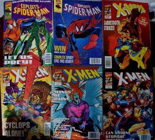 Comics books X-men and Spider-man