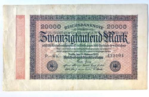 1923 20000 Mark Bank Note Germany