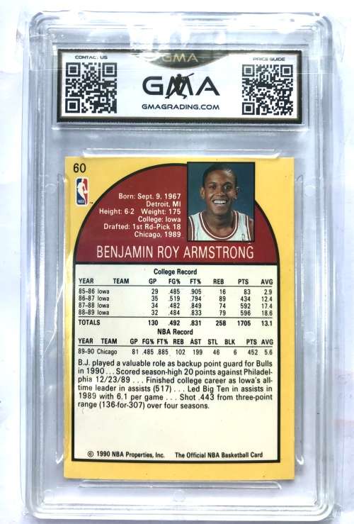 1990 NBA Hoops BJ Armstrong Rookie GMA 7 Card