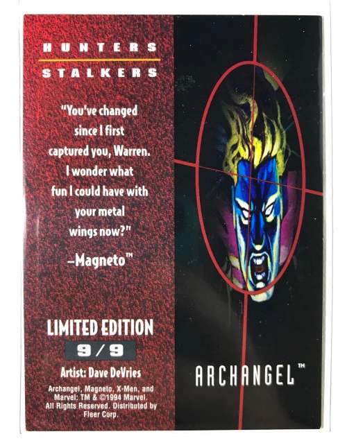1995 Fleer Ultra X-MEN Hunters and Stalkers FOIL insert LTD Edition #9 ARCHANGEL