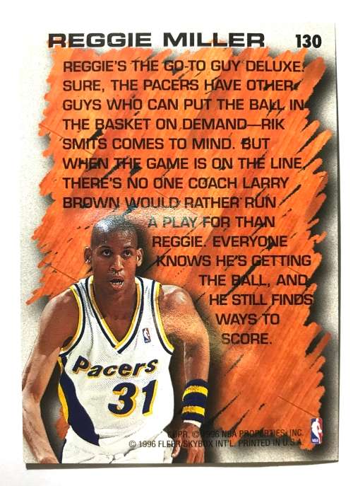 1996-97 Fleer nba basketball Hardwood leader Reggie Miller 130 Insert