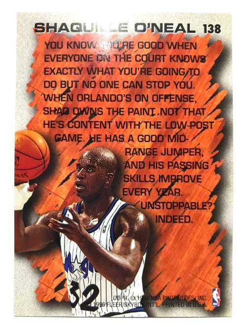 1996-97 Fleer nba basketball Hardwood leader Shaquille O`Neal 138 Insert