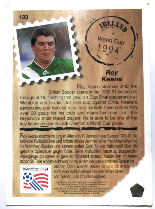 1993 Upper Deck World Cup Soccer Future stars Roy Keane 133 Insert