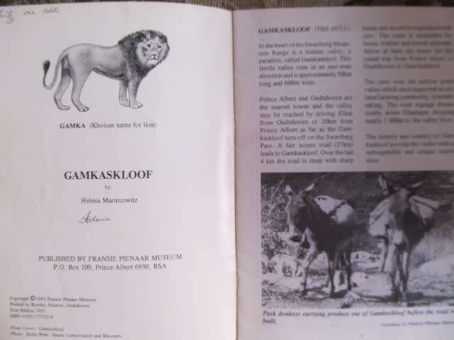 Helena Marincowitz -  Gamkaskloof and Prince Albert Kontreistories - Signed