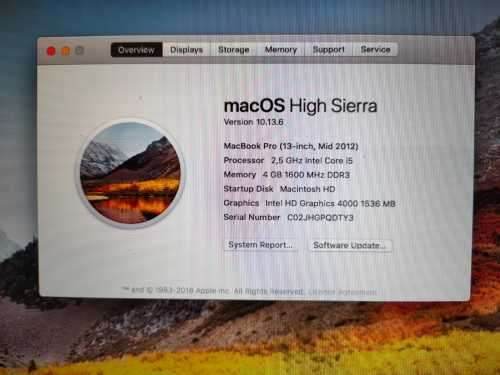 APPLE MACBOOK PRO (MID 2012) CORE i5 *** 4GB RAM *** 500GB HDD
