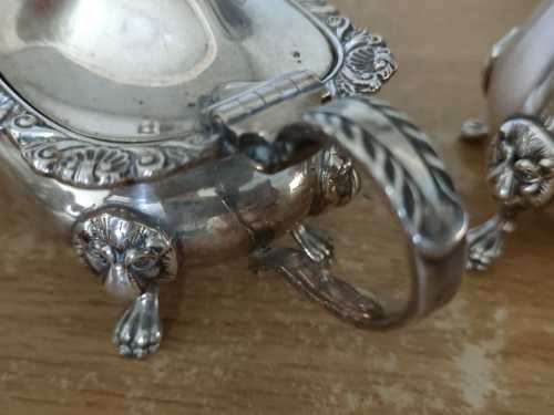 Hallmarked Lowe And Sons Chester - Vintage Mustard/Salt/Pepper with COBALT GLASS  *** RARE ***