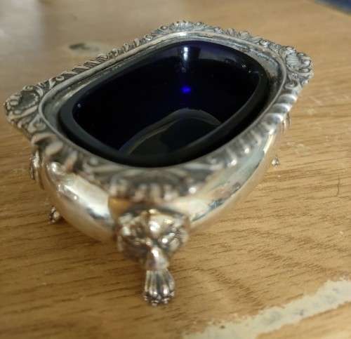 Hallmarked Lowe And Sons Chester - Vintage Mustard/Salt/Pepper with COBALT GLASS  *** RARE ***