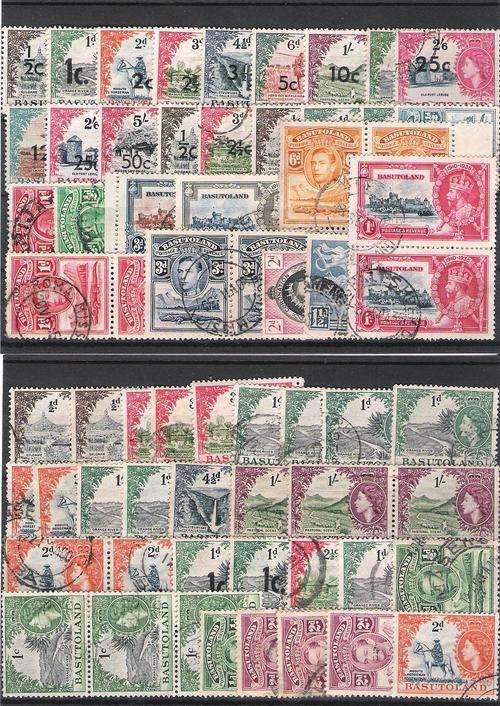 BASUTOLAND - VARIETY OF FU STAMPS ON TWO S/CARDS
