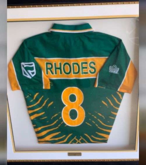 RARE - Framed SA Cricket Legende Jonty Rhodes 2003 Cricket shirt