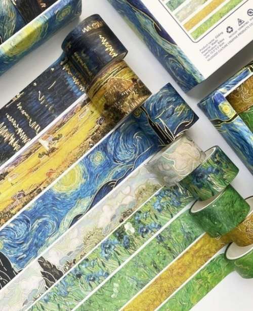 Washi tapes - Van Gogh inspired - Set of 8 Rolls Gold Foil