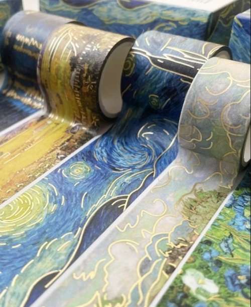 Washi tapes - Van Gogh inspired - Set of 8 Rolls Gold Foil