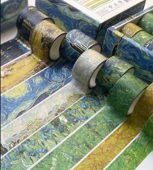 Washi tapes - Van Gogh inspired - Set of 8 Rolls Gold Foil