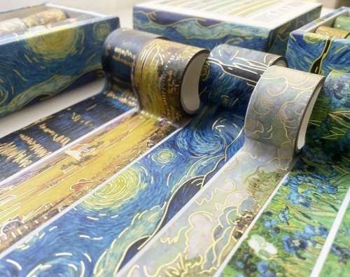 Washi tapes - Van Gogh inspired - Set of 8 Rolls Gold Foil
