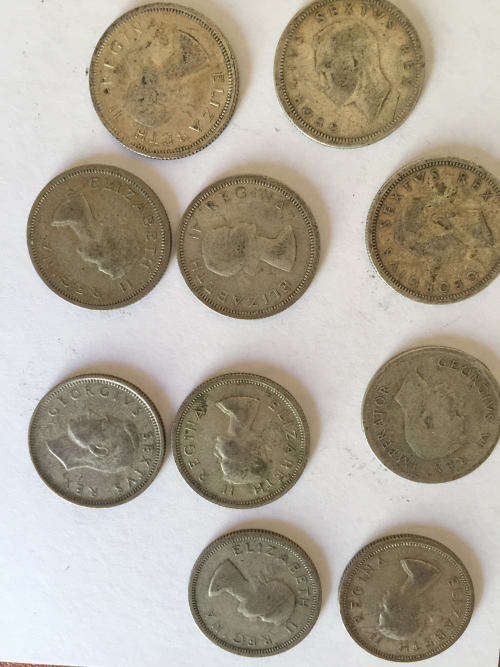 South African Sixpence Silver X10