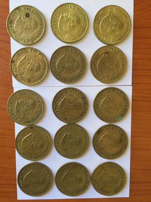 South African One cent Brass X 15