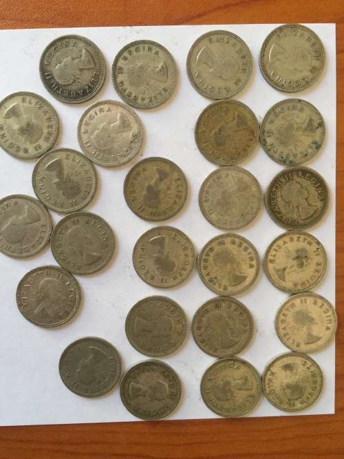 South Africa Threepence Silver 1954 x 25