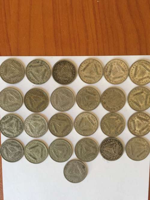 South Africa Threepence Silver 1954 x 25