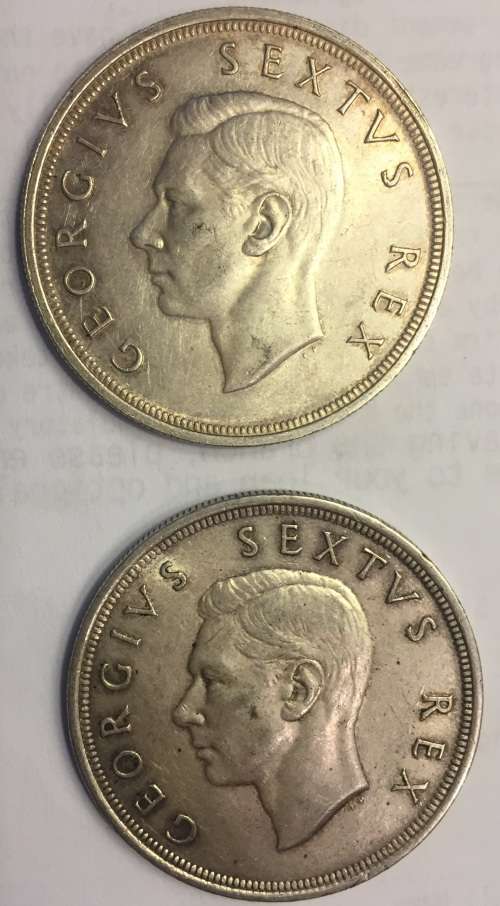 South African Five Shillings 1949 Silver X2 *Good Condition*