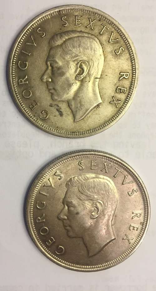 South African Five Shillings 1952 Silver X2 *Good Condition*