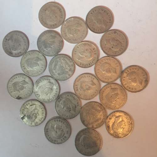 South African Threepence Silver *Rare* Years Lot 1940s x21
