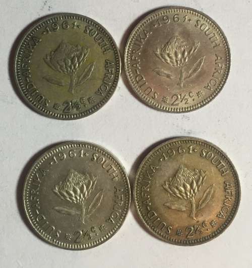 South Africa Silver two and a half cent 1961 x 4