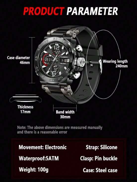 LIGE Watch For LCD Dual Display Sports