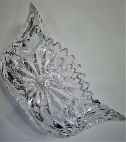 Edwardian Era True Hand Cut Glass Saw Tooth oval bowl