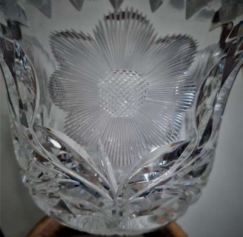 Edwardian Era True Hand Cut Glass Saw Tooth oval bowl