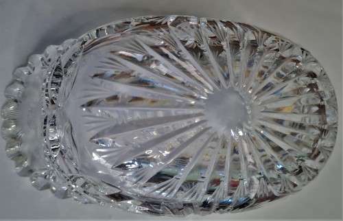 Edwardian Era True Hand Cut Glass Saw Tooth oval bowl