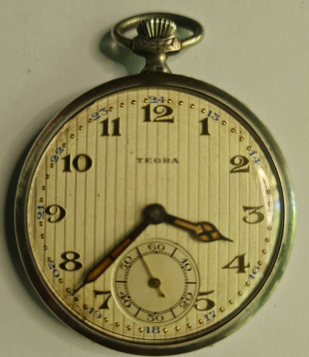Tegra sterling silver casing pocket watch