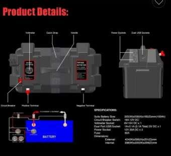 Portable Battery Box with Power Accessories LOW SHIPPING FEES!!!