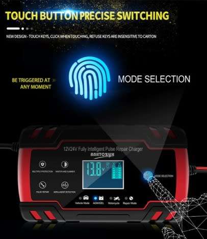 12V/24V 8A Intelligent Automatic Fast Battery Charger With 3-Stage Charging