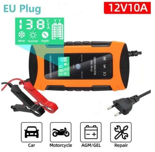 12V 10A Car Battery Charger Power Supply Intelligent Pulse Repair Charger Car/Motorcycle/ Lead Acid