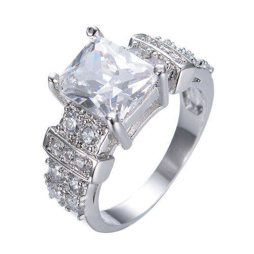 Extraordinary!18K White Gold Filled Engagement- Size 7