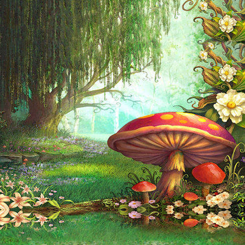 Animation Backgrounds Children Photo Museum Studio Mushroom 5x7ft Backdrop vinyl
