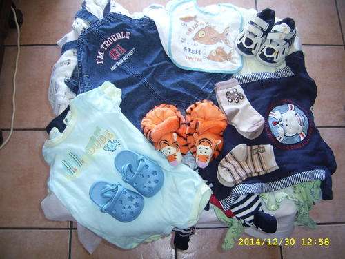 56 piece BOYS newborn to 3 months bulk clothing pack on auction