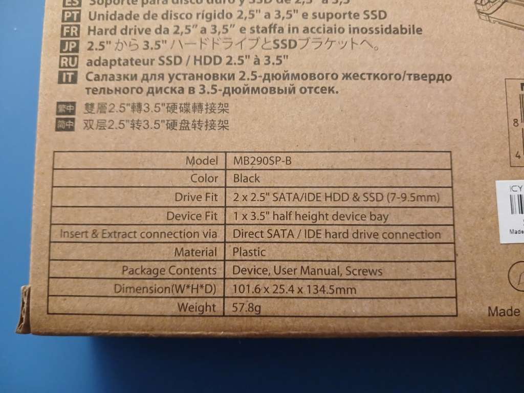 ICY Dock 2.5 Inch to 3.5 Inch Bracket