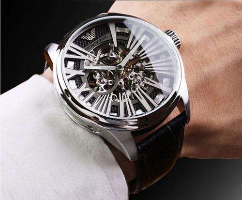 EMPORIO ARMANI GENTS SKELETON MECCANICO WATCH**R5299.99**TOP ITEM !! W/BOX AND PAPERS