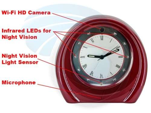 720p WiFi Video Camera Spy Alarm Clock Baby Monitor Security Monitoring - Spy Cameras