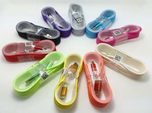 NEW Braided USB Charging Cable For Samsung iphone HTC Sony LG Micro USB Wire Metal Head Plug